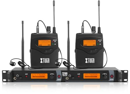 XTUGA Drahtloses In-Ear-Monitor-System, UHF Wireless IEM-System (2 Bodypacks)