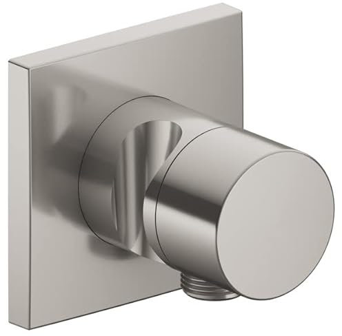 Keuco IXMO Armatur 59541, Absperrventil mit Schlauchanschluss und Brausehalter Unterputz, Rosette eckig, Griff IXMO Pure; Farbe: Nickel gebürstet