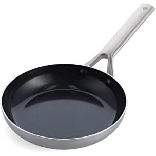 Blue Diamond Cookware Triple Steel Edelstahl Diamantverstärkte Keramik Antihaft Ø 20 cm Bratpfanne, Tri-Ply, PFAS-frei, Mehrschichtig, Induktion, Spülmaschinenfest, Backofenfest, Silber