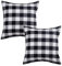 Asquare Kissenbezug 50x50 Kariert - Schwarzer Kissen Bezug aus hochwertiger Baumwolle - Kissenhülle mit Reißverschluss - Pillow Cover - Kopfkissenbezug im 2er Set (Black)