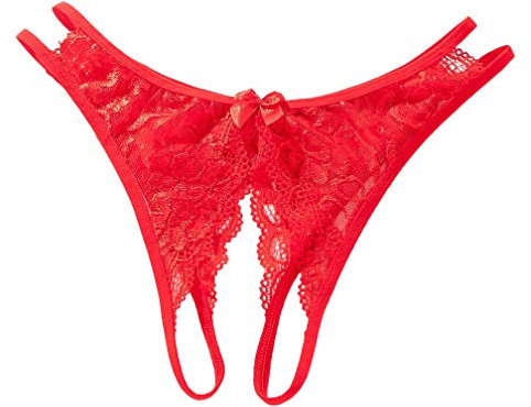 KHUFUZI Women's Sexy Underwear Panties Lace Thong Cute G-String Clothing Dresses Gift for Girlfriend (Red)