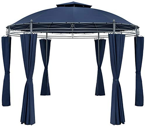 Casaria® Pavillon Toscana Ø350cm Metall Wasserabweisend UV-Schutz 50+ Stabil Gartenzelt Gartenpavillon Luxus Modern Blau
