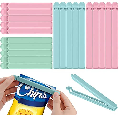 XC 20Pcs Food Bag Clips Plastic Storage Bags Sealing Clips Freezer Bag Clips for Kitchen Snacks Foods Bag Clips for Camping,Outing, Hiking(6.1 Inches and 4.7 Inches)