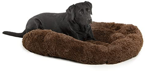 Wallace & Jones | Plüschbett Sarnia - M | Hundebett Liegekissen Donut | ca. 80 x 80 x 24 cm | Braun