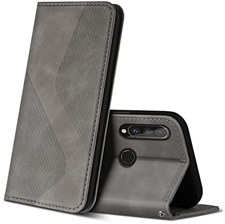 ZONNAVI Hülle für Huawei P30 Lite, PU Leder Handyhülle mit Kartenfächer und Standfunktion, Lederhülle Flip Wallet Case Schutzhülle für Huawei P30 Lite (Grau)