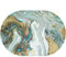 Rururug Teppich Oval Moderner Läufer Orientteppich Kurzflor Flur Schlafzimmer Küche Wohnzimmer rutschfest Waschbar, modernes Design Meerwasser blau grün Gold Oval 80 x 150 cm