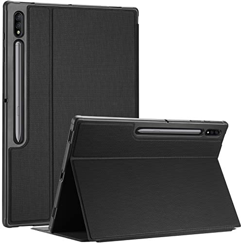ProCase Buchdeckel Hülle für Samsung Galaxy Tab S8 Ultra 2022 14,6 Zoll (SM-X900 / SM-X906), Klapp Stoßfest Mehrere Standwinkel Schutzhülle Book Case Smart Cover Auto Schlaf/Wachfunktion –Schwarz