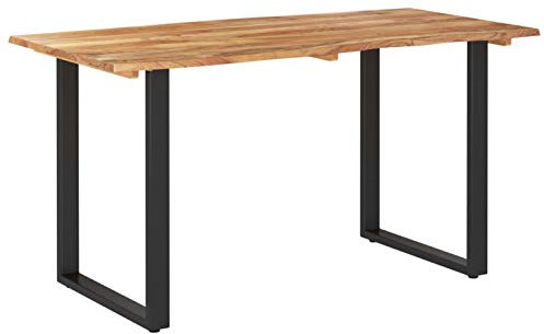 Akazienholz Esstisch 140×70×76 cm, Industriell-Rustikal, für Wohnzimmer & Küche