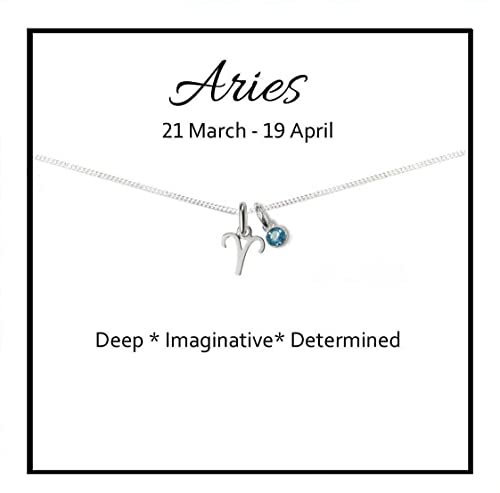 Aries Zodiac Birthstone Necklace 925 Sterling Silver Birthday Gift for Girl's, Women