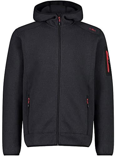 CMP - Giacca in Knit-Tech da uomo con cappuccio fisso, Antracite-Ferrari, 58