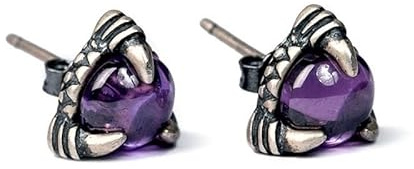 ZLING 925 Sterling Silber Dragon Claw Amethyst Ohrstecker Punk Gothic Eagle Claw Eer Ohrstecker Piercing Ohrring Schmuck