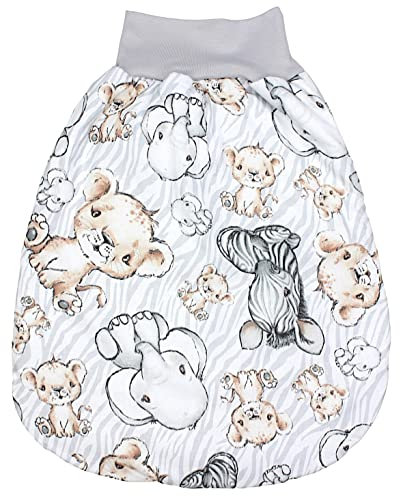TupTam Baby Strampelsack Schlafsack mit breitem Bund Winterschlafsack für Mädchen Jungen Babyschlafsack, Farbe: Safari, Größe: 6-12 Monate