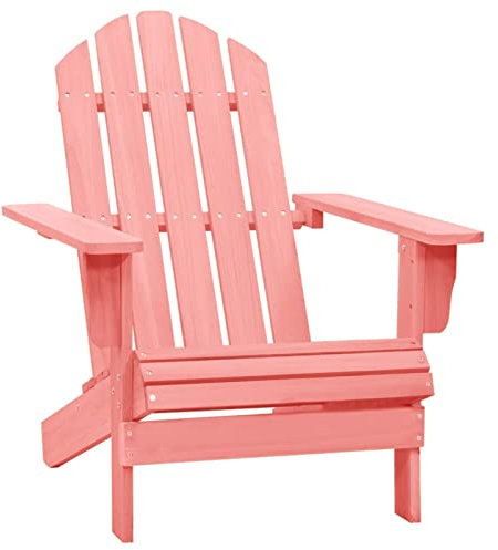 Tidyard Adirondack Gartenstuhl Liegestuhl Sonnenliege Gartenstuhl Gartensessel Deckchair Gartenmöbel Massivholz Tanne Rosa