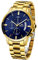 MEGALITH Herrenuhr 45mm Chronograph Quarz Uhr mit Edelstahl Armband, Wasserdicht Uhren Herren mit Datum Leuchtend Armbanduhr Herren Blau Gold, Geschenk für Männer