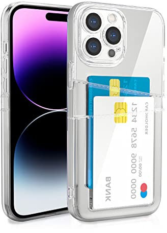 XIMIZU For iPhone 14 Pro Max Case [ with 2 Card Holder ] Clear, Soft TPU Anti-Yellow Shockproof Protective Phone Cover with 2 Card Slot Wallet Phone Case for iPhone 14 Pro Max 6.7“