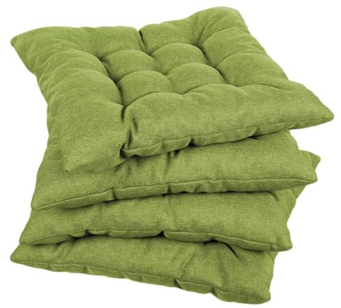 Gutekissen® Stuhlkissen gesteppt Quadrat Polsterauflage Auflage für Stühle/Bänke für Haus und Garten Sitzauflage Gartenkissen Sitzkissen viele Farben (50x50, Limette, 4)