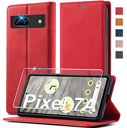 Handyhülle für Google Pixel 7 Pro Hülle Leder [Mit Pixel 7 Pro Schutzfolie] für Google Pixel 7 Pro 5G Hülle Klappbar Leder Flip Wallet Stoßfeste Case Schutzhülle Klapphülle für Google Pixel 7 Pro 5G