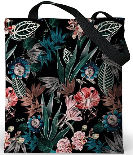 Loxato Tote Bag mit Reißverschluss - Aesthetic Tasche - Samtgewebe Velluto - Stofftasche Damen mit Reißverschluss Groß B37 H42 cm - Jutebeutel Bedruckt - Beuteltasche Damen - Stoffbeutel Aesthetic