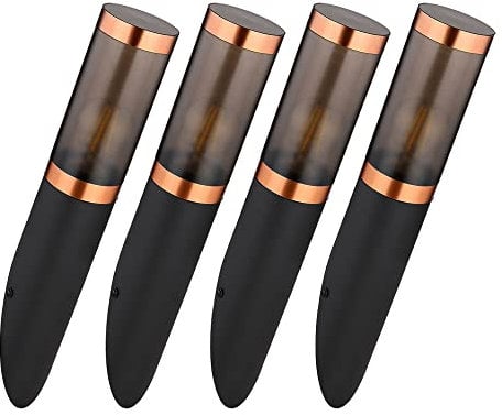 Wandleuchte Außenwandlampe Edelstahl Garten Lupfer rauch Wandlampe Fackel Aussen, schwarz rauch, 1x E27, BxH 7,6x41 cm, 4er Set