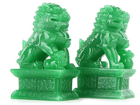 FOO Hunde Statuen, 2 Stück Wächter-Löwen-Figur aus Harz, Innen- und Außenverzierung Einweihungsgeschenk, um Glück und Vermögen zu bringen