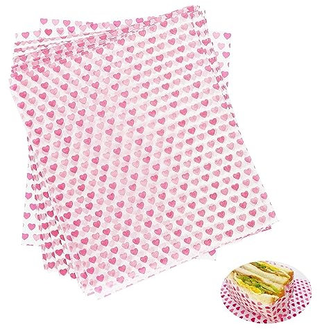 100 Sheets Food Grade Wrap Paper, Waterproof Food Wrapping Grease Proof Paper Sheets Food Wrapping Liners Sandwich Cake Wrappers (Pink)