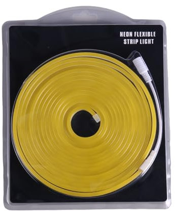 JANDEI - Flexibler LED-Neonstreifen 12V, 5m, 6 x 12mm, 120 LED/Meter. Gelb. Schnit 2,5 cm. Dekoration für Innen- und Außenbereiche. Transformator nicht im Lieferumfang enthalten.