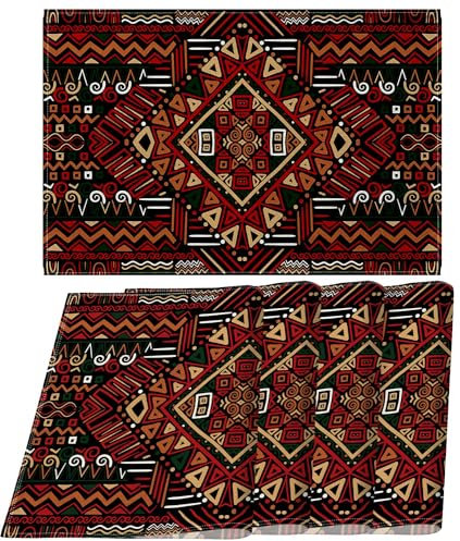 Sunwer Linen Kwanzaa Platzsets, 4 Stück, afrikanisches Erbe, Festival, Urlaub, Party, Dekoration für Zuhause, Küche, Esstisch (30,5 x 45,7 cm)