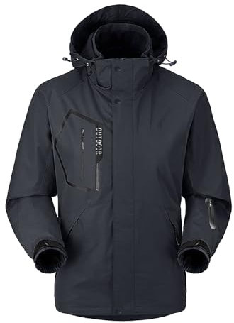 DondPO Jacke Herren Winter 3 In 1 Wasserdicht Orange Winterjacke Forstjacke Xxl Gefüttert Dunkelgrau Outdoorjacke Herrenjacken Winddichte Warm Kapuze Snowboardjacke Skijacke