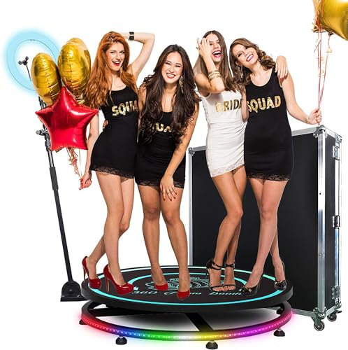 MWE 360 Photo Booth Machine with Flightcase, Logo Customisation, Software Remote Control, Automatic 360 Spin, for 4-5 People to Stand on, Suitable for Parties, Weddings, Rentals (39.4)