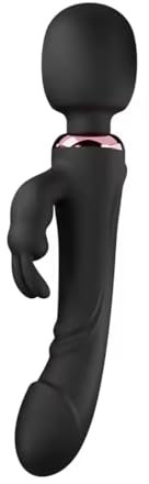 Wand Vibrator - Curvy Triple Pleasure Rabbit Magic Wand Vibrator - Rechargeable Massage Wand Sex - Waterproof and Powerful Sex Wand - 2 Motors with 10 Modes - Vibrator for Women and Couples (Black)