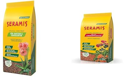 Seramis Spezial-Substrat für Kakteen und Sukkulenten, 7 l & Pflanz-Granulat für alle Zimmerpflanzen, 7,5 l – Pflanzen Tongranulat, Blumenerde Ersatz zur Wasser- und Nährstoffspeicherung
