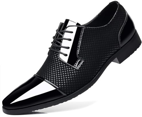 ZUAUOOT Men's Patent Tuxedo Dress Shoes Classic Lace-up Formal Business Shoes Oxfords