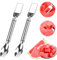Trancheuse de Pastèque, 2PCS Coupe Fruits 2 en 1 en Acier Inoxydable, Fourchette à Pastèque Trancheuse Fourchettes à Fruits, Coupe-Trancheuse à Pastèque, Outil de Coupe de Pastèque à Double Tête