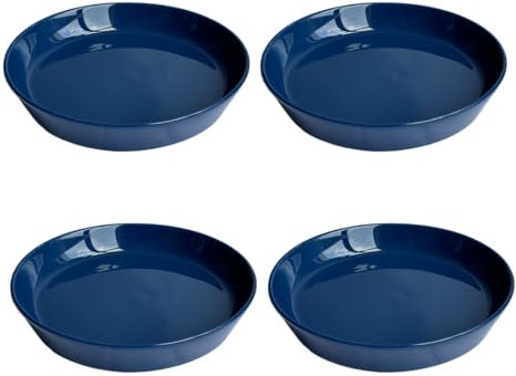 4 Pack of Plant Saucer, 5 inch Glazed Ceramic Plant Tray, Deep Drainage Tray for 4 Inch Flower Pot,Plant Dish Plate to Catch Water for Indoor & Outdoor