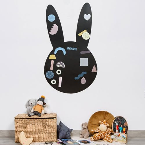 FERFLEX - tableau magnetique enfant Lapin - deco murale avec bande magnetique adhesive repositionnable - vendu avec un jeu de formes géométrique - 60 x 102cm