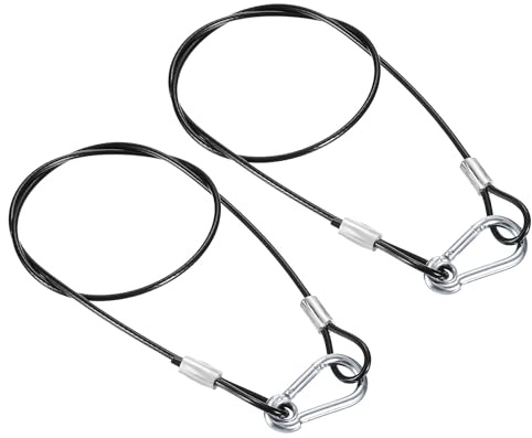 PATIKIL 2pz Cavo di Sicurezza in Acciaio Inossidabile 27,6/70cm Argento | 3mm, per Illuminazione Palco Bagagli, Cavo Lucchetto a Doppio Ring, Sicurezza Flessibile, con Ganci