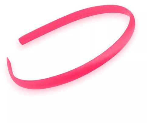 Thin Satin Covered Plain Hair Band Headband In Mixed Shades. 1cm (0.4 Inch) (Bubblegum Pink)