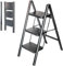 Escabeau 3 marches FOLDPACT3, Marche pied pliable, Design ultra-compact, Marches larges 17,5 cm, Acier, Etagère temporaire, Garantie 5 ans, Hostrom