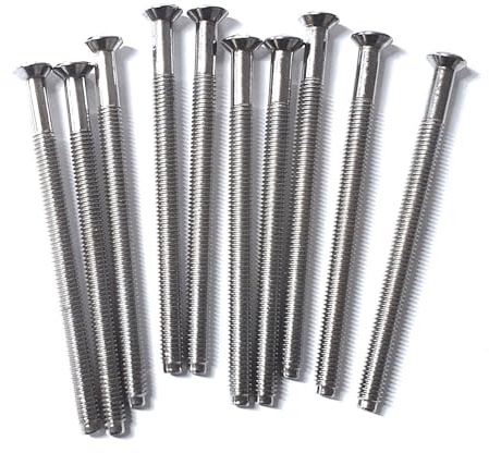 Pack of 10 Electrical Screws 50mm X 3.5mm Chrome Nickel Long Socket Screw Switch Plugs Fixings Raised Slotted Head