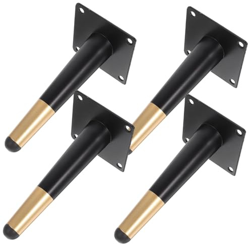 LOORGVEL 4 Stück Möbelfüße Metall Hohe Schräge Ersatz Beine für Schrank Sofa Couchtisch Stabile Möbelbeine für DIY Möbelprojekte Modernes Design Schwarz Goldene Akzente