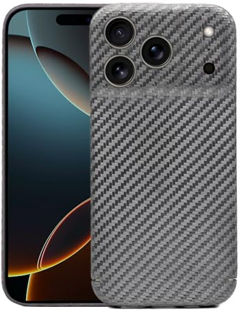 REUTERSON Carbon Cover iPhone 17 Pro Silber | Echtes Carbon | Made in Germany | Magnetisch nutzbar | Ultradünn und leicht | Schlag und Kratzfest | Edles Premium Design