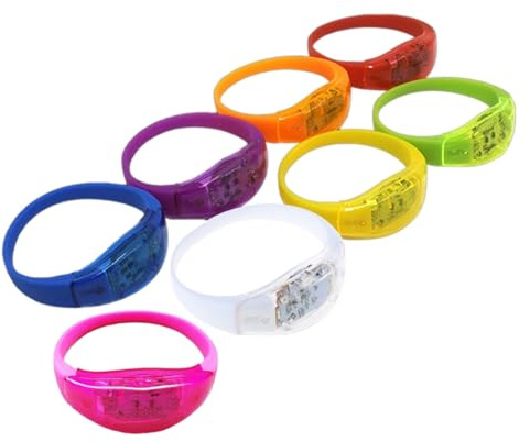 DIEKE 8 Stück Sound aktivierte leuchtende Armbänder für Partys vibrierende leuchtende Armbänder mit LED für Musikfestivals und Geburtstagsfeiern Nachtpartys Leuchtende Zubehörpaket