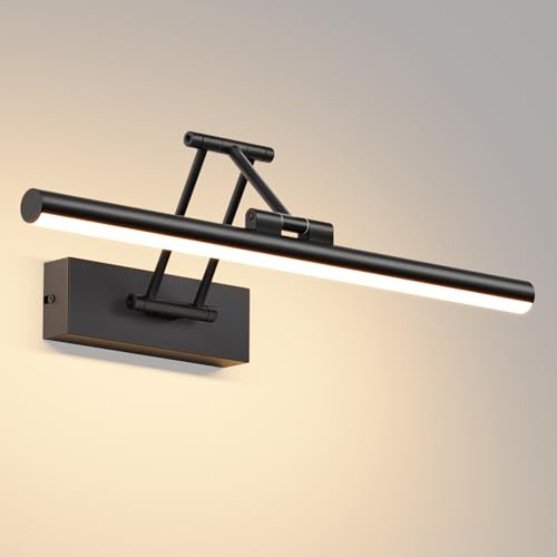 Klighten LED Spiegellampe Bad 40cm,3000K,12W 970 LM,Schwarz | Drehung Spiegellampen für bad IP44, Spiegelleuchte Badezimmer, LED Badspiegelleuchten Badezimmerspiegel