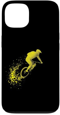 Hülle für iPhone 13 Cooler gelber polygonaler Mountainbiker in Aktion