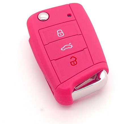 Générique Housse de clé en Silicone pour Volkswagen Golf 7 Rose