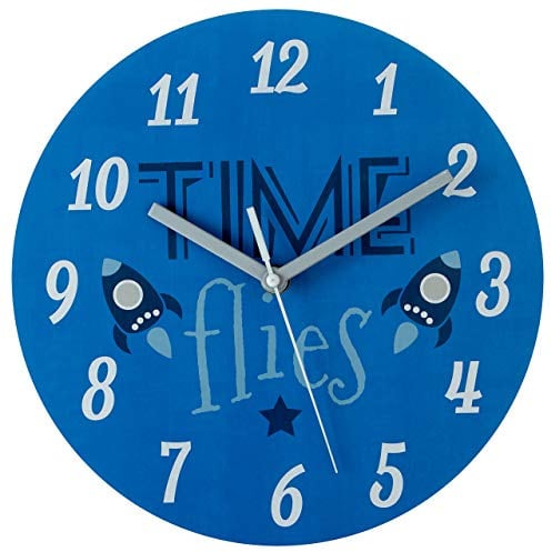Premier Housewares Time Flies Kids Wall Clock, Blue