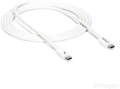 StarTech.com Câble Thunderbolt 3 de 2 m - 20 Gb/s - Compatible Thunderbolt, USB et DisplayPort - Blanc (TBLT3MM2MW)