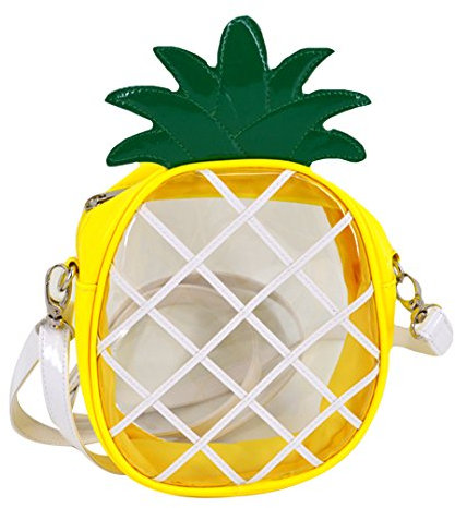 AiSi Mädchen 3D kleine süße Obst Tasche Mini Umhängetasche Moderne Handtasche transparente Abendtasche Clutch Party-Bags mit Umhängegurt Reißverschluss Ananas