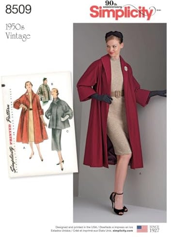Simplicity Pattern 8509 R5 (14-16-18-20-22) Misses' Vintage Coat or Jacket, Paper, White, 22 x 15 x 1 cm