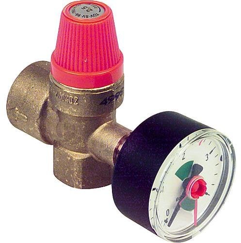Caleffi Sicherheitsventil Überdruckventil Heizung mit Manometer 2,5 bar